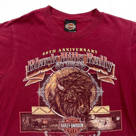 Harley Davidson Vintage 2000 Sturgis 60th Bison Motorcycle Biker T-Shirt Men's S - Picture 2 of 7